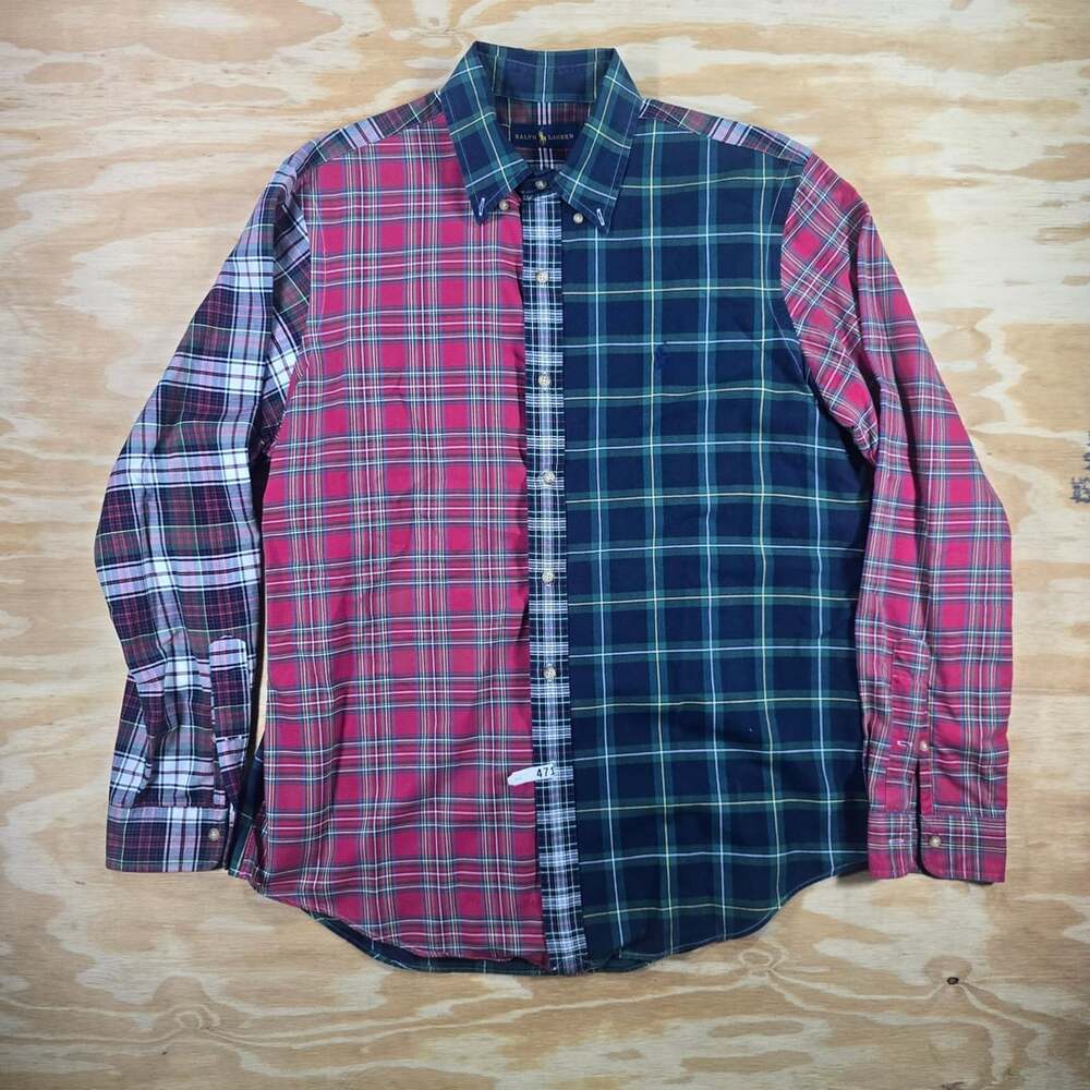 Ralph Lauren Fun Shirt Patchwork Plaid Long Sleeve Shirt Large